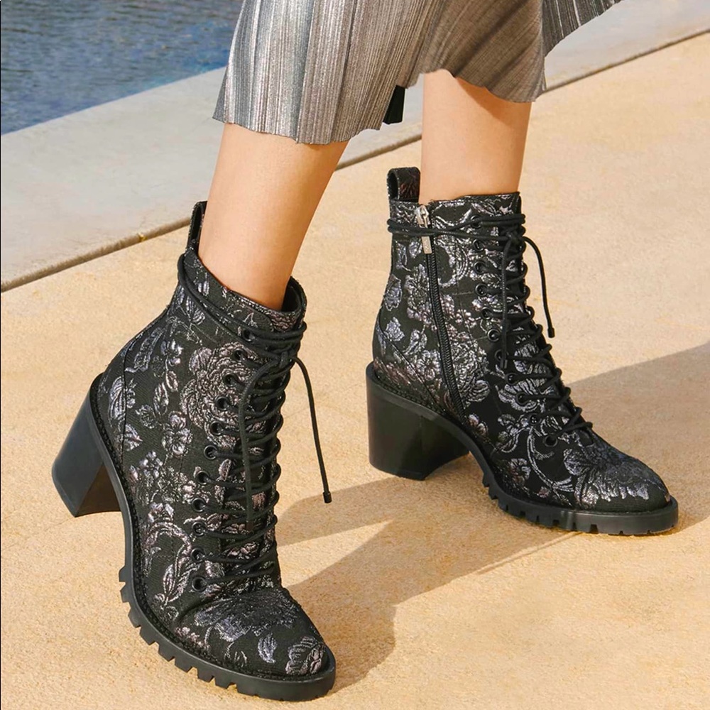 Jimmy Choo Cruz Brocade Lace Up Booties